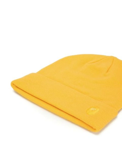 Shop A Bathing Ape Embroidered Logo Beanie In Yellow