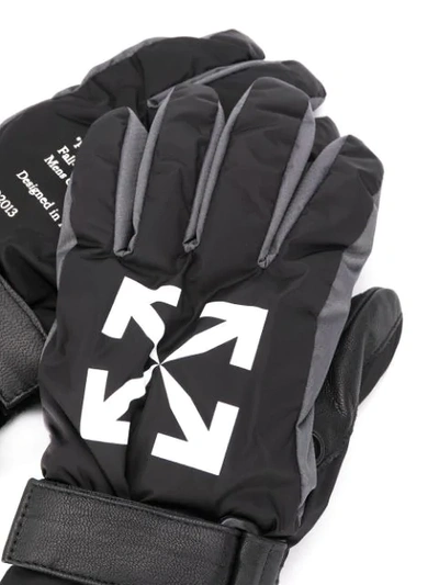 Shop Off-white Logo-print Padded Gloves In Black