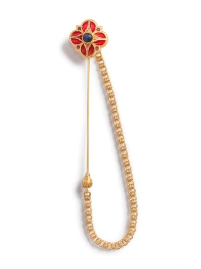 Shop Dolce & Gabbana Enamelled Flower Brooch In Gold