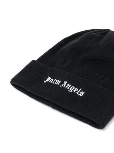 Shop Palm Angels Logo-embroidered Beanie In Black