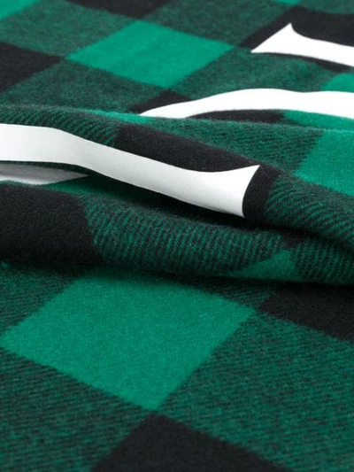 Shop Moncler Logo-check Wool Scarf In Green