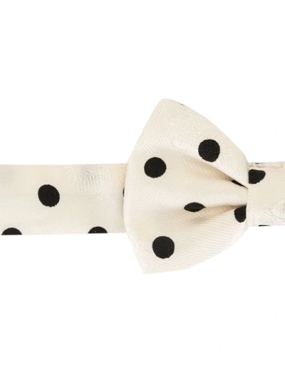 Pre-owned Hermes  Polka Dot Bow Tie In White