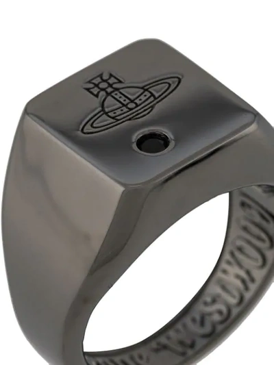 Shop Vivienne Westwood Engraved Orb Logo Ring In Silver