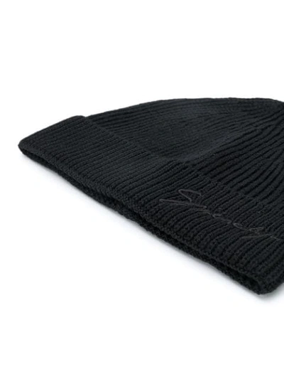 Shop Givenchy Ribbed Embroidered Logo Beanie In Black