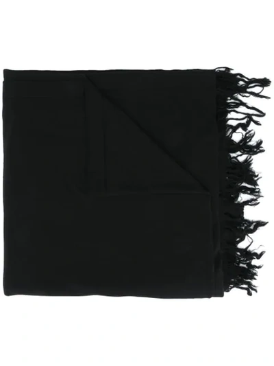 Shop Rick Owens Fine-knit Fringed Scarf In Black