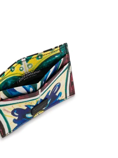 Shop Dolce & Gabbana Maiolica Print Cardholder In Blue