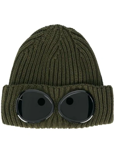 Shop C.p. Company Goggles-embellished Beanie Hat In Green