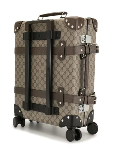 Shop Gucci Monogram Pattern Suitcase In Brown