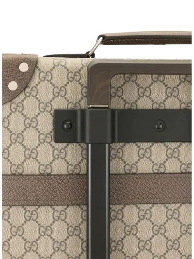 Shop Gucci Monogram Pattern Suitcase In Brown
