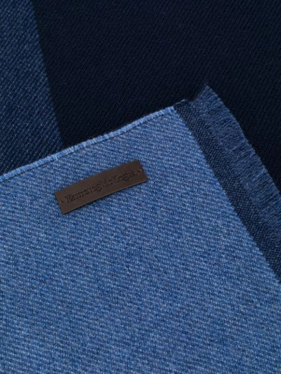 Shop Ermenegildo Zegna Contrast-panel Scarf In Blue