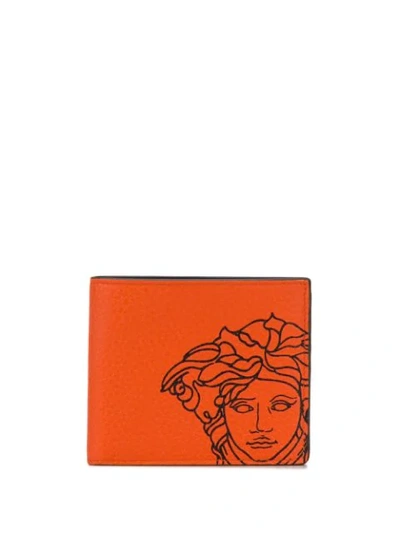 Shop Versace Pop Medusa Bifold Wallet In Orange