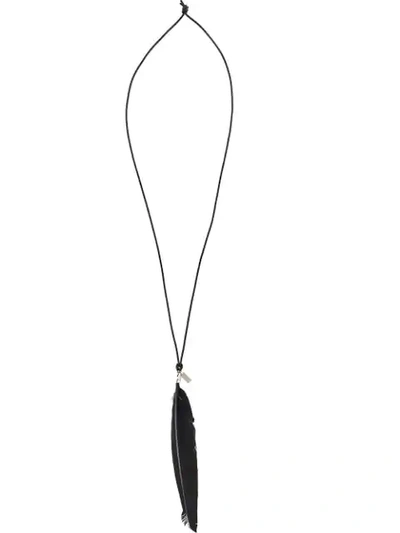 Shop Ann Demeulemeester Feather Charm Necklace In Black