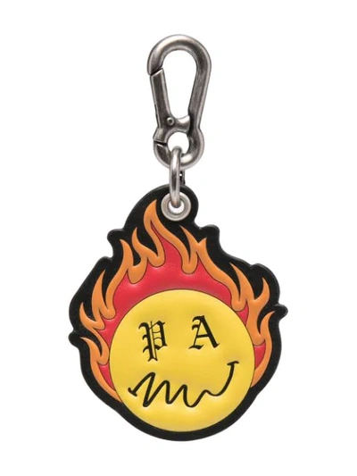 Shop Palm Angels Burning Head Keychain In Black