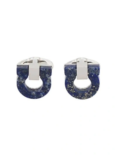 Shop Ferragamo Logo Cufflinks In Blue