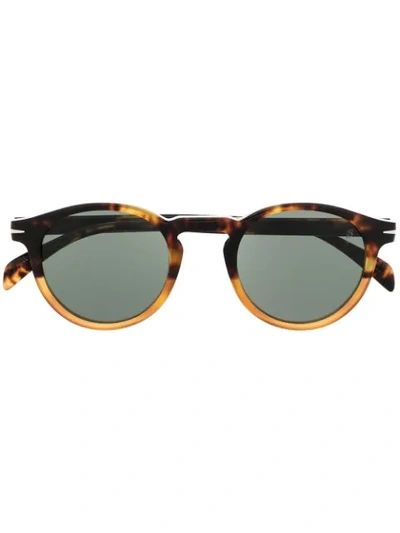 Shop David Beckham Eyewear Tortoiseshell Round Frame Sunglasses In Brown