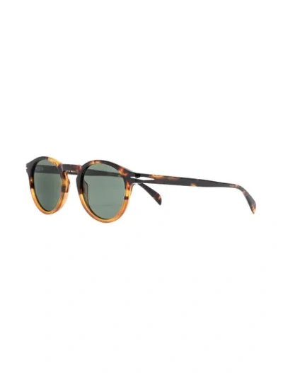 Shop David Beckham Eyewear Tortoiseshell Round Frame Sunglasses In Brown