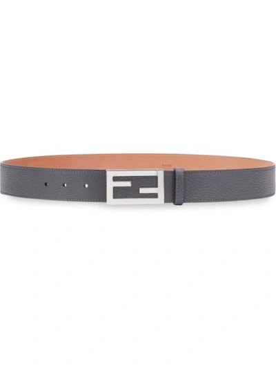 Shop Fendi Baguette Buckle Belt In Grey