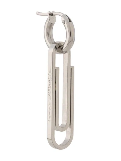 Shop Off-white Paper-clip Single Earring In Silver