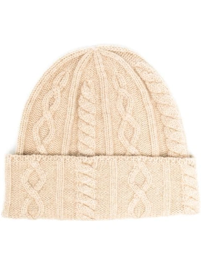 Shop Brunello Cucinelli Cable Knit Beanie Hat In Neutrals