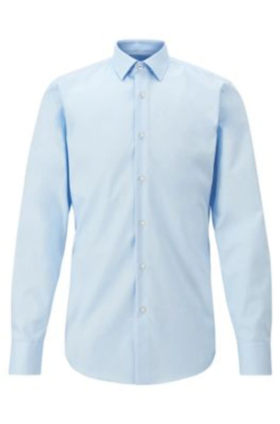 Shop Hugo Boss - Slim Fit Shirt In Easy Iron Cotton Woven In Austria - Light Blue