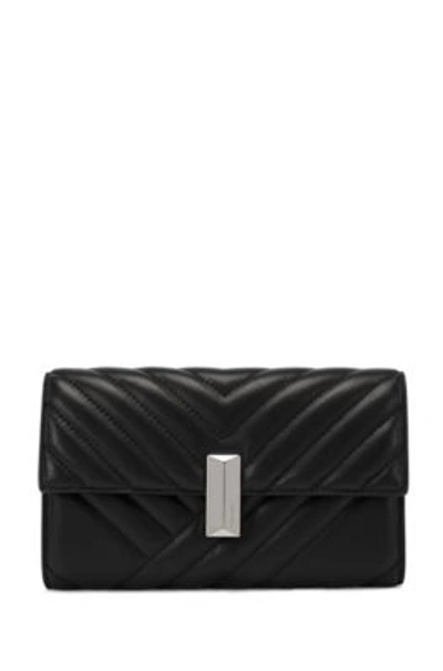 Shop Hugo Boss - Quilted Nappa Leather Clutch Bag With Detachable Wrist Chain - Black