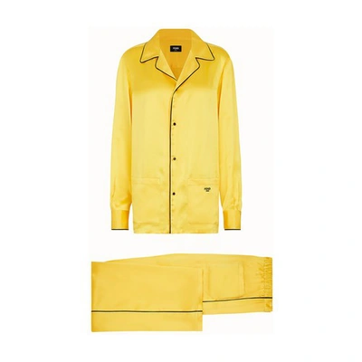 Shop Fendi Silk Pyjamas In Jaune