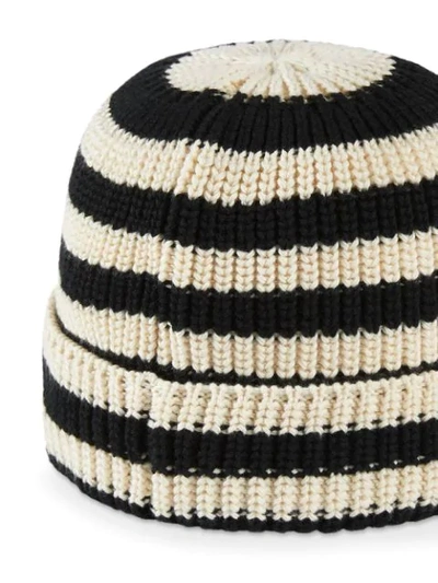 Shop Gucci Striped Knitted Beanie In Black