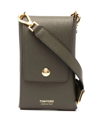 Shop Tom Ford Logo Embossed Pouch In Green