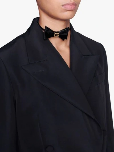 Shop Gucci Logo Bow Tie Choker In Black