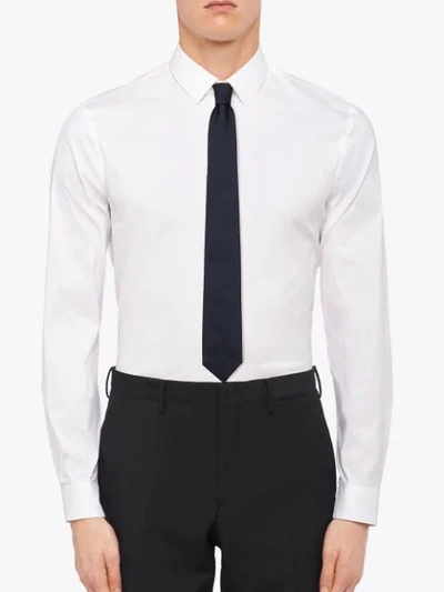 Shop Prada Jacquard Pattern Tie In Black
