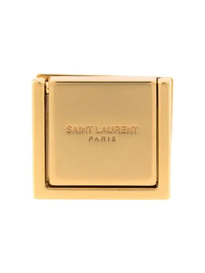 Shop Saint Laurent Logo Brooch In Gold