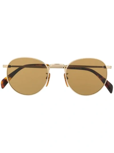 Shop David Beckham Eyewear Round Frame Sunglasses In Gold