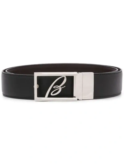 Shop Brioni Monogram Buckle Belt In Black