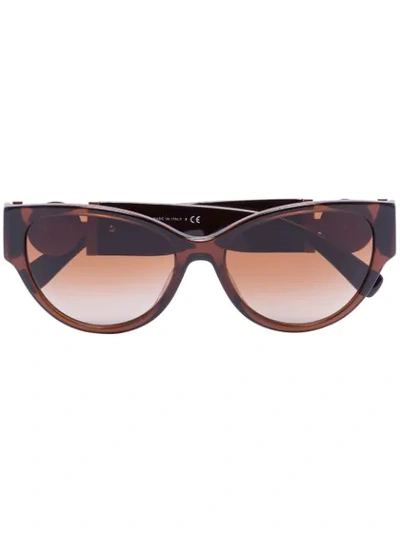 Shop Versace Medusa Medallion Cat-eye Sunglasses In 530813 Transparent Brown Brown Gradient