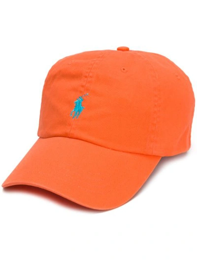 Shop Ralph Lauren Embroidered Logo Cotton Cap In Orange