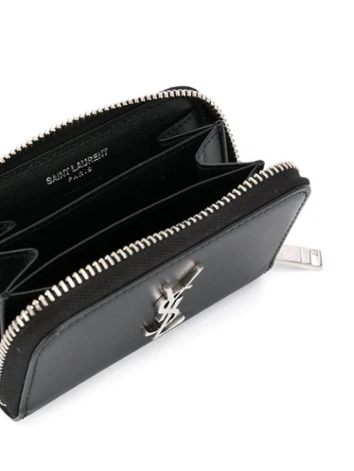 Shop Saint Laurent Ysl Logo Zipped Purse In Black