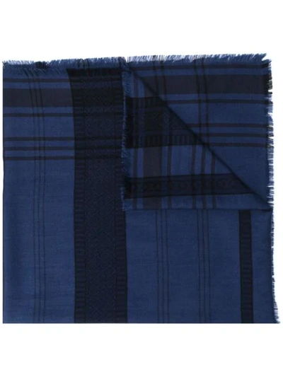 Shop Etro Lightweight Checkered Scarf In Blue