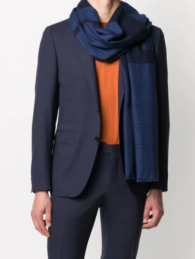 Shop Etro Lightweight Checkered Scarf In Blue