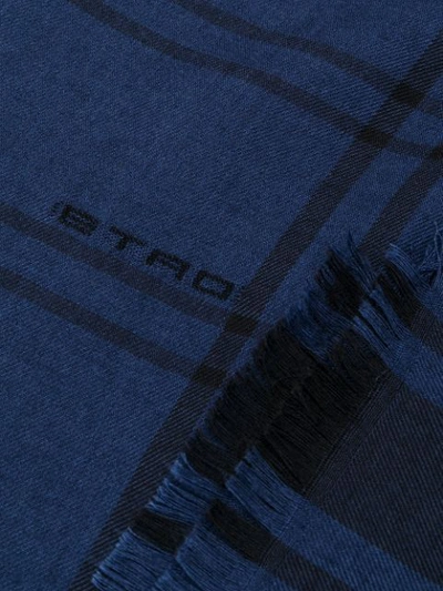 Shop Etro Lightweight Checkered Scarf In Blue
