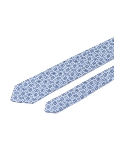 Shop Prada Arabesque Print Twill Tie In Blue
