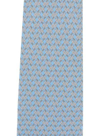 Shop Ferragamo Belt Print Silk Tie In Blue