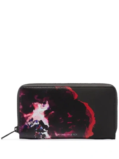 Shop Alexander Mcqueen Floral-print Wallet In Black