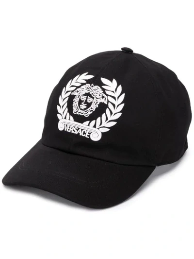 Shop Versace Medusa Head Baseball Cap In Black