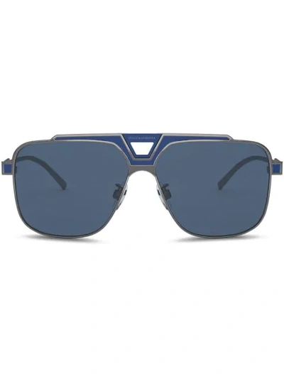Shop Dolce & Gabbana Miami Pilot Sunglasses In Blue