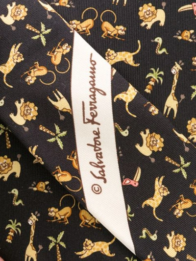 Pre-owned Ferragamo Savannah Print Tie In Black