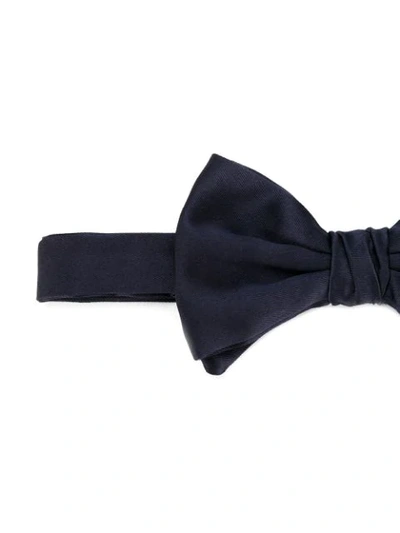 Giorgio Armani Bow Tie With Butterfly In Micro-striped Silk In Blue