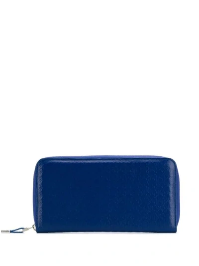 Shop Billionaire Embossed Zipped Wallet In Blue