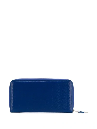 Shop Billionaire Embossed Zipped Wallet In Blue