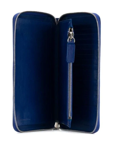 Shop Billionaire Embossed Zipped Wallet In Blue