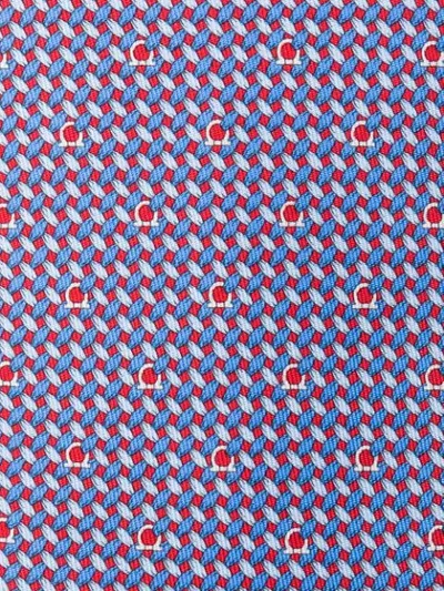 Shop Ferragamo Geometric Print Silk Tie In Blue